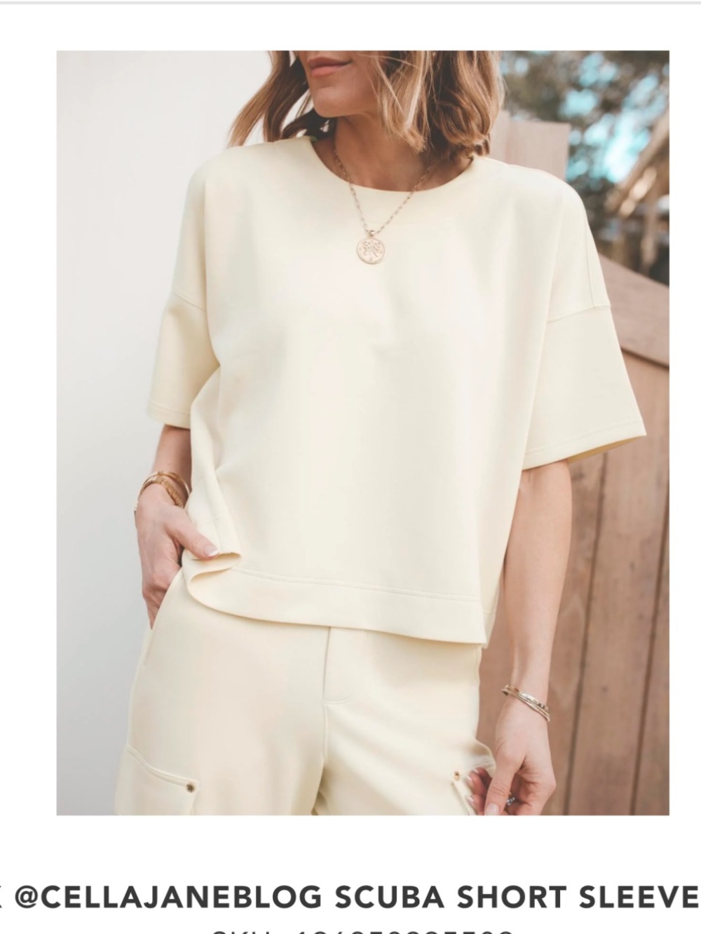 Splendid x Cella Jane Scuba Short Sleeve Sweat Set in Stone